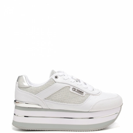 sneakers donna runner hansini platform con glitter bianca