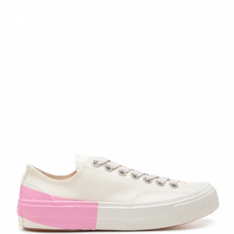 Sneakers donna con decoro striscia e lacci in tessuto rosa bianco