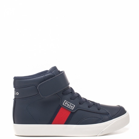 sneakers bimbo blu gambale alto con lacci e strappo