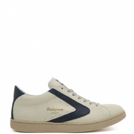 sneakers uomo tournament classic in pelle bianca e tallone blu
