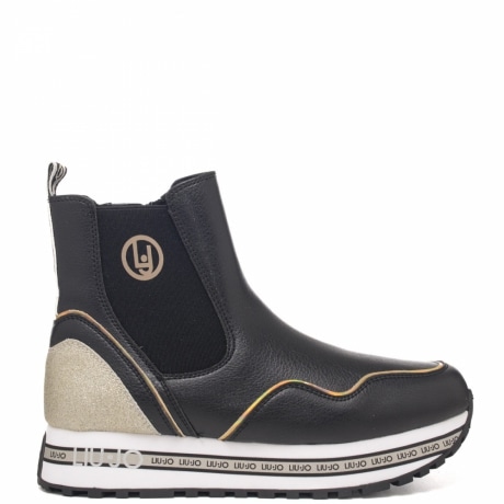 Sneakers bimba con cerniera e suola platform nera