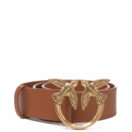 cintura alta 4cm love birds in pelle cuoio