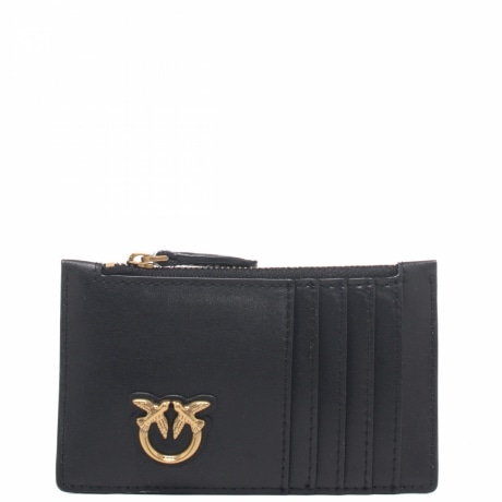 portacarte Airone in pelle nero