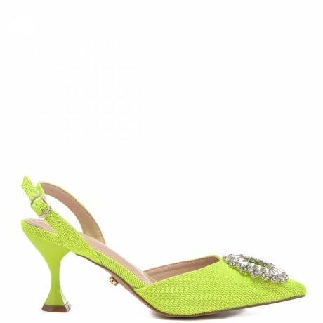 Décolleté chanel donna Lilibeth con dettaglio gioiello verde lime