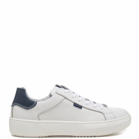sneakers bimbo bianche con cerniera e tallone blu