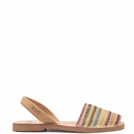 Sandali slip on bassi donna in pelle con intreccio multicolor