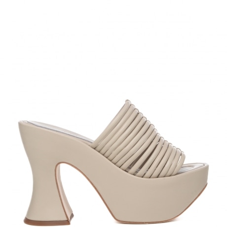 Sandali sabot donna Zaida con fascette intrecciate in pelle avorio