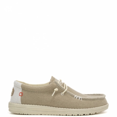scarpe uomo wally braided slip on beige e bianche  in tessuto