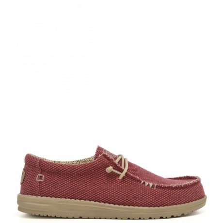 scarpe uomo wally braided slip on rosso in tessuto