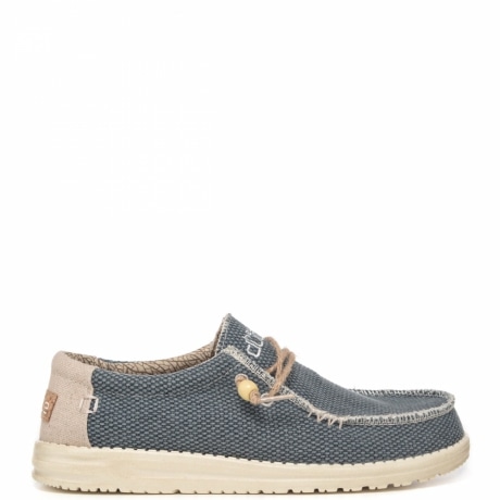 scarpe uomo wally braided slip on blu jeans in tessuto