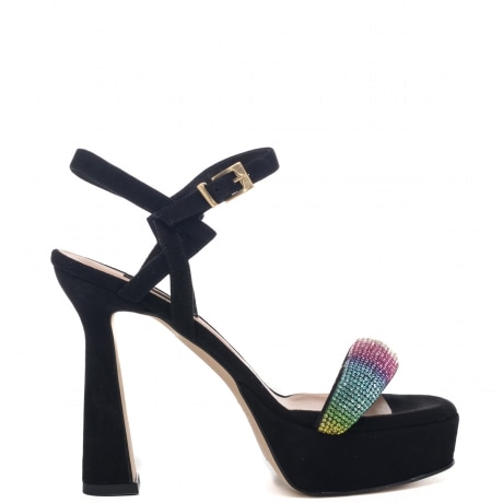 Sandali donna con cinturino alla caviglia e fascia anteriore in glitter multicolor