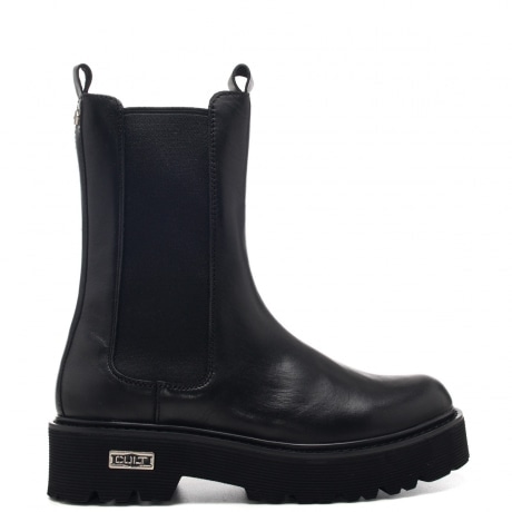 stivaletto donna slash nero con cerniera ed elastici laterali