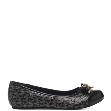 Ballerine bimba total black con logo monogram e fiocco