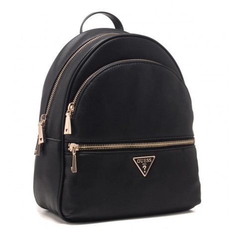 zaino donna nero con tasche esterne e logo
