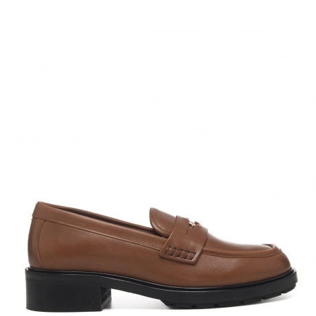 Mocassini donna in pelle color cognac