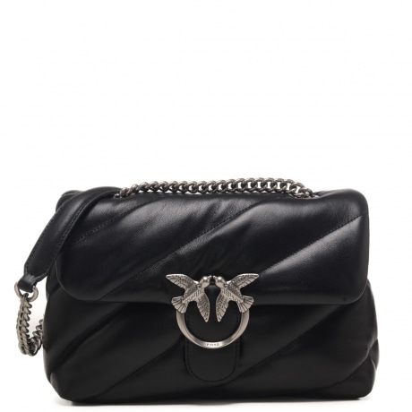 Love Classic Puff borsa a tracolla in pelle nero e acciaio