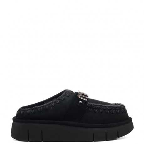 sabot bounce clog metal logo in montone nero