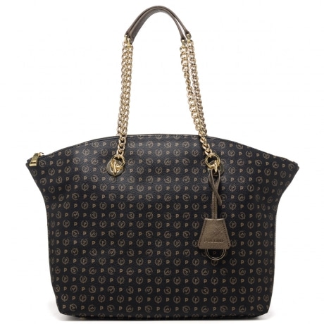 borsa shopping donna heritage con charm in pelle nero bronzo