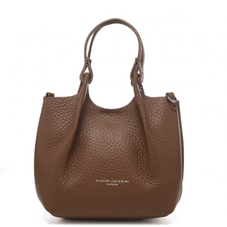 borsa a spalla con tracolla in pelle beige moro