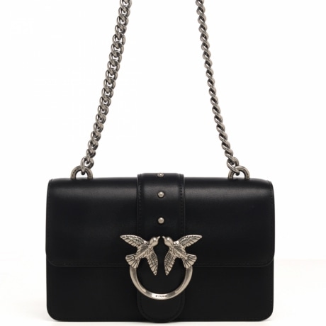 borsa a tracolla donna pinko love one mini nero acciaio