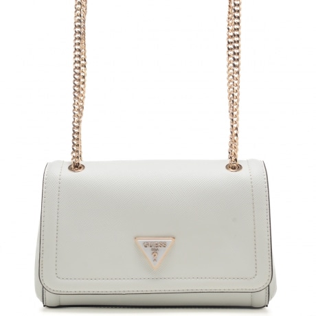 Borsa a tracolla Noelle mini con pattina oro e bianco white