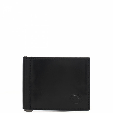 Portadollari con clip ferma carte in vera pelle nera