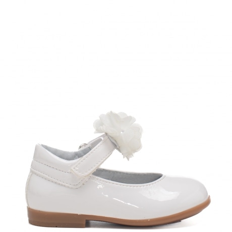 scarpe bimba con cinturino e fiocco bianco