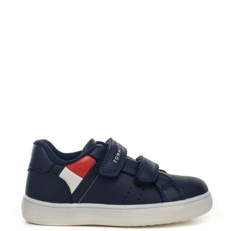 Sneakers bimbo blu con chiusura a strappi