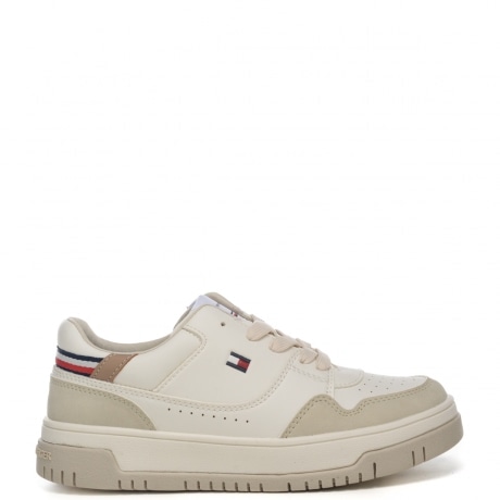 Sneakers bimbo stringate beige e bianche