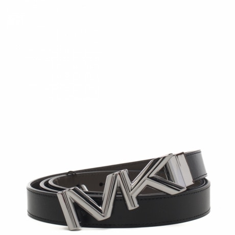 Cintura da uomo reversibile in vera pelle black nero e fibbia monogram argento