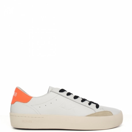 Sneakers da uomo Street Leather bianco arancio