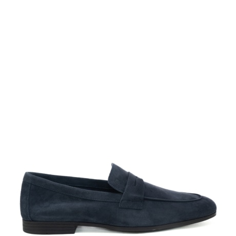 Mocassino uomo in tessuto scamosciato blu