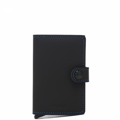 MINIWALLET MATTE IN PELLE OPACA NERO E BLU