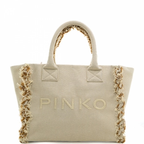 beach shopping bag da donna in canvas con maxi logo lettering sale pepe