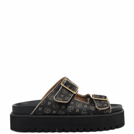 Sandali donna con fibbia nera