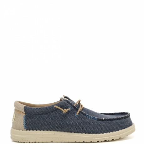 Mocassini da uomo Wally Coastline Jute in tessuto con lacci intrecciati beige blu navy