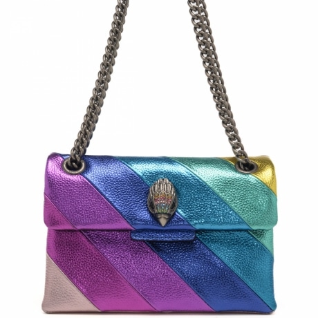 borsa a tracolla da donna mini kensington con tracolla a catena in pelle arcobaleno