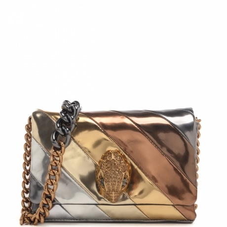 borsa crossbody da donna mini kensington long flap con tracolla a catena in pelle metal multi