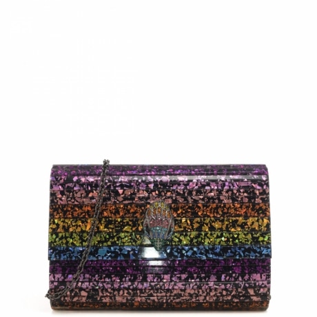 borsa clutch da donna party eagle clutch con tracolla a catena e pannelli glitter nero