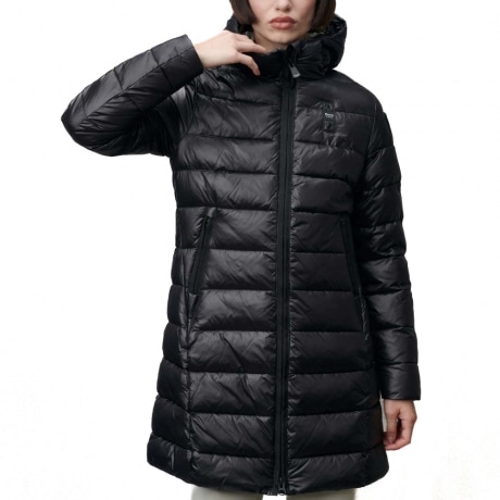 giubbino lungo impermeabile da donna adelaide imbottito in ovatta con cappuccio nero interno beige