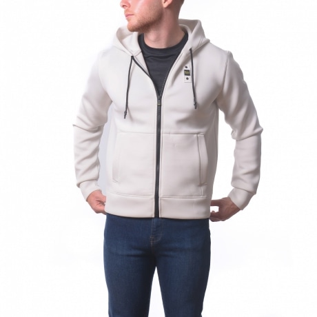 felpa da uomo colby con cappuccio e cerniera integrale bianco white