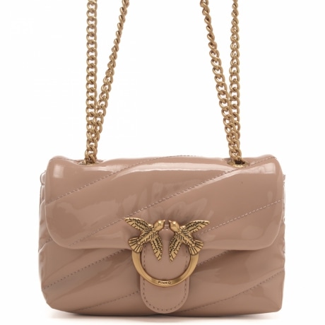 love bag baby puff effetto vernice con tracolla scorrevole cipria
