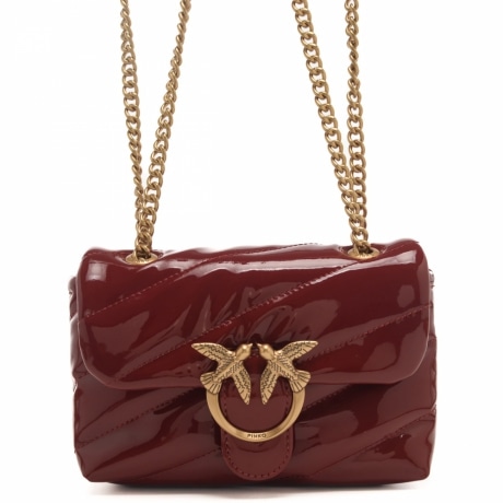 love bag baby puff effetto vernice con tracolla scorrevole rosso