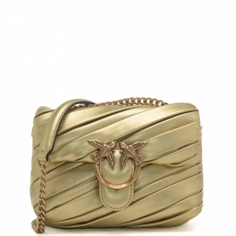 love bag baby puff nappa plissè con tracolla scorrevole oro