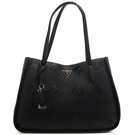 borsa a spalla da donna keandra carry all con trama logata nera