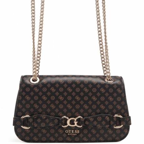 borsa a tracolla da donna arlena logo convertible crossbody flap con catena scorrevole e trama logata mocha logo