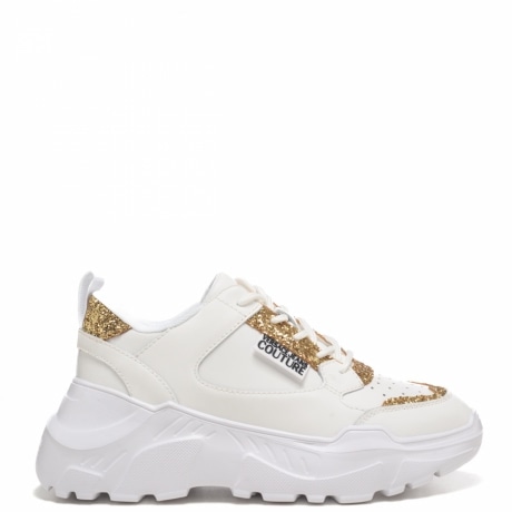 sneakers da donna chunky speedtrack in tessuto mesh bianco white con inserti oro gold