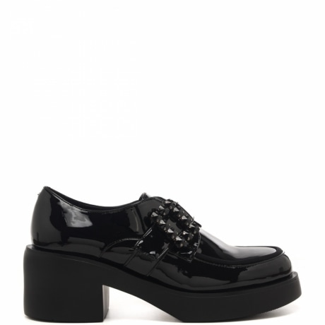 francescine da donna stringate in pelle verniciata nera