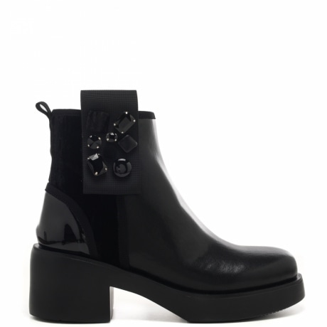 stivaletti da donna con cerniera e tacco medio nero black