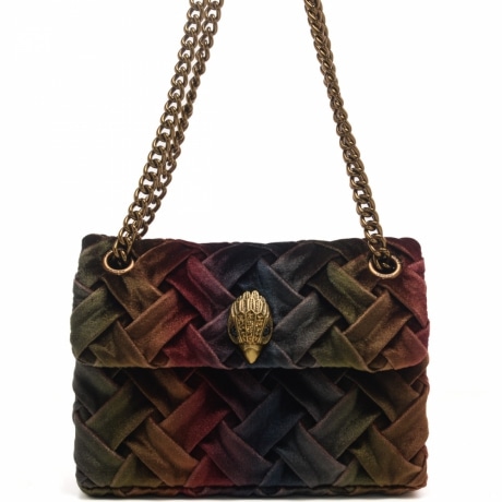 borsa a spalla da donna mini velvet kensington con tracolla in catena in velluto multicolor